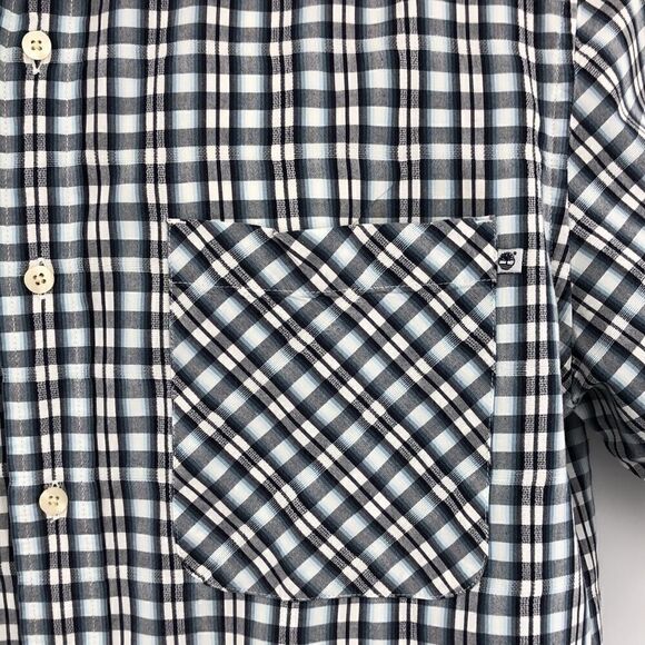 Timberland black and white short sleeve plaid shirt - Picture 2 of 4